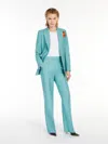 Max Mara Wool And Silk Flared Trousers In Green