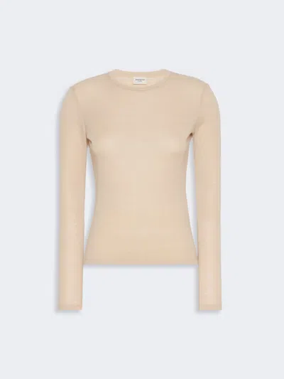 Max Mara Wool And Silk Gauze Jersey T-shirt In Beige