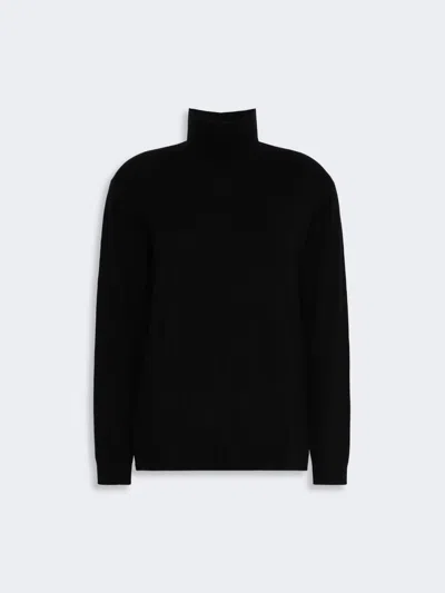 Max Mara Wool And Silk Knit Turtleneck In Black