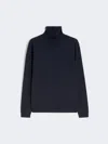 Max Mara Wool And Silk Knit Turtleneck In Blue