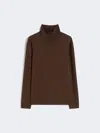 Max Mara Wool And Silk Knit Turtleneck In Brown