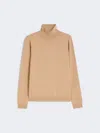Max Mara Wool And Silk Knit Turtleneck In Nude