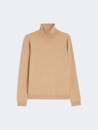 Max Mara Wool And Silk Knit Turtleneck In Nude