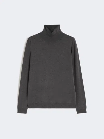 Max Mara Wool And Silk Knit Turtleneck In Gray