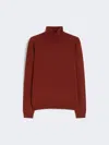 Max Mara Wool And Silk Knit Turtleneck In Burgundy