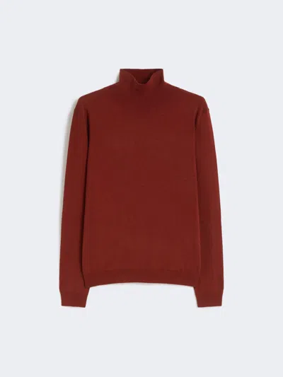 Max Mara Wool And Silk Knit Turtleneck In Burgundy