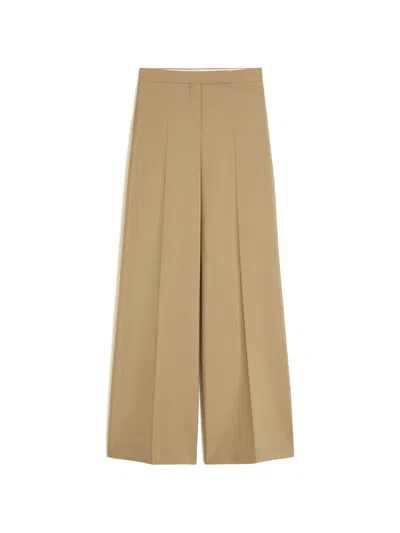Max Mara Senna Wool-twill Wide-leg Pants In Brown