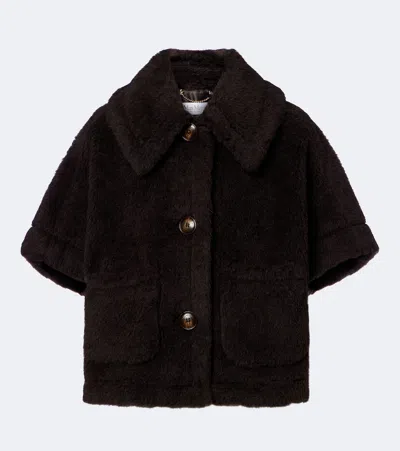 Max Mara Wool And Silk Teddy Jacket In Brown