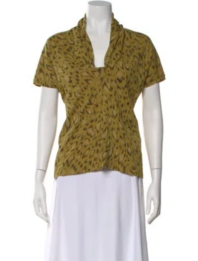 Pre-owned Max Mara Wool Animal Print Blouse In Green