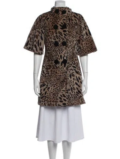 Pre-owned Max Mara Wool Animal Print Coat In Brown