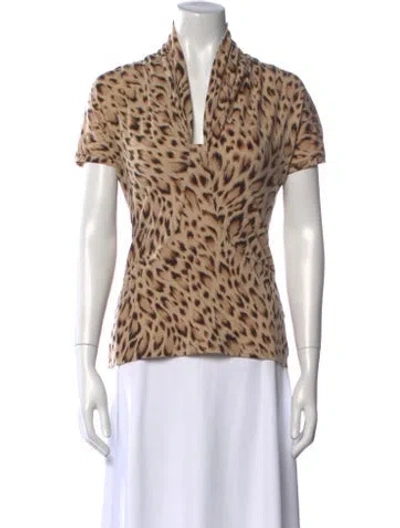 Pre-owned Max Mara Wool Animal Print Polo In Neutral