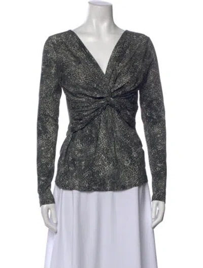 Pre-owned Max Mara Wool Animal Print Top In Gray