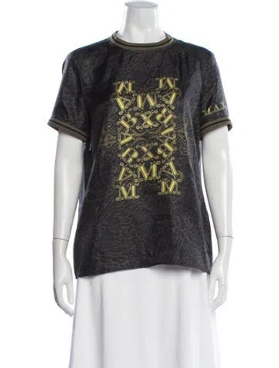 Pre-owned Max Mara Wool Animal Print T-shirt In Black
