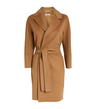 Max Mara Wool Arona Wrap Coat In Tobacco