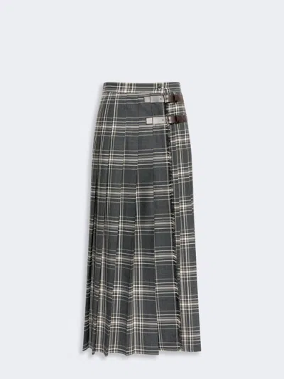 Max Mara Wool Batavia Pleated Skirt In Dark Grey