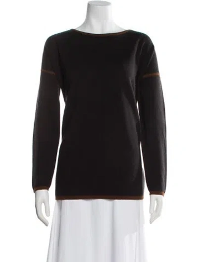 Pre-owned Max Mara Wool Bateau Neckline Sweater In Black