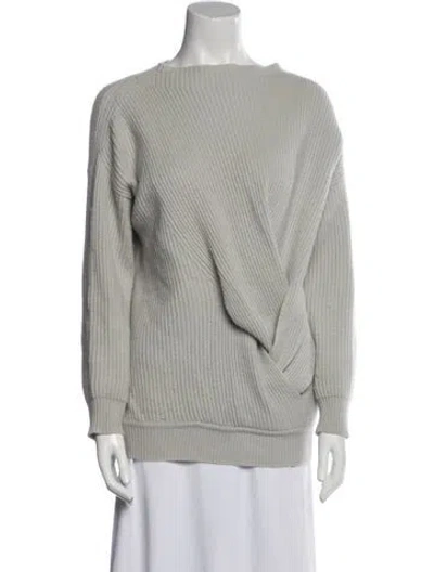 Pre-owned Max Mara Wool Bateau Neckline Sweater In Gray