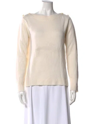 Pre-owned Max Mara Wool Bateau Neckline Sweater In Neutral