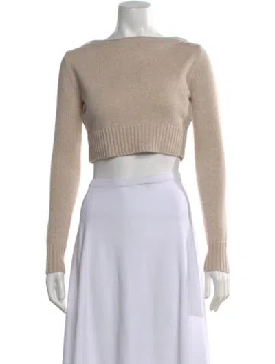 Pre-owned Max Mara Wool Bateau Neckline Sweater In Neutral