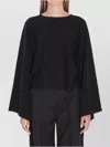 Max Mara Wool Batwing Sleeve Cropped Sweater In Black