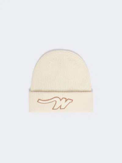 Max Mara Wool Beanie With "w" Patch In White