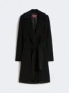 Max Mara Wool Beaver Cloth Robe Coat In Black