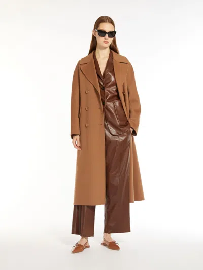 Max Mara 'fungo' Double-breasted Coat With Back Vent In Beige