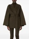 Max Mara Verna Cape-sleeve Camel Hair Wrap Coat In Green