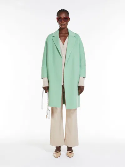 Max Mara Wool Belted Coat In Green