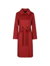 Max Mara Wool Belted Coat In Red