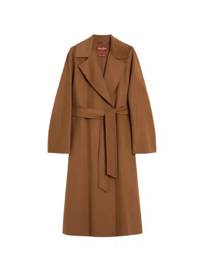 Max Mara Wool Belted Wrap Coat In 브라운