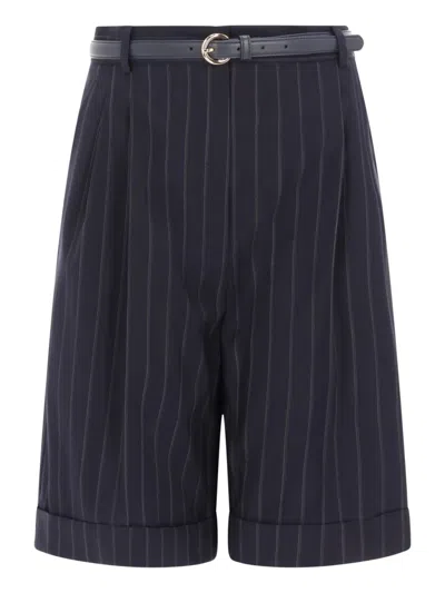 Max Mara Wool Bermuda Shorts With Belt In Animal Print