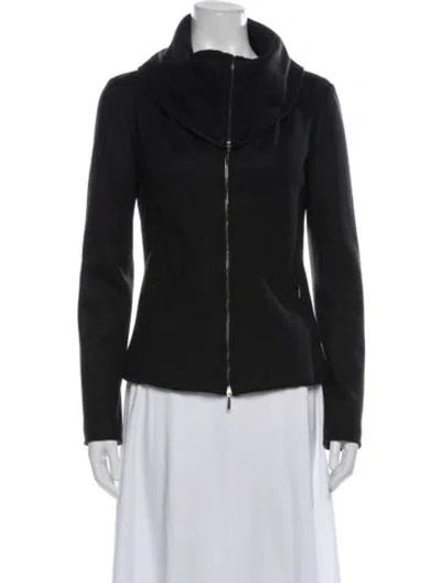 Pre-owned Max Mara Wool Biker Jacket In Black