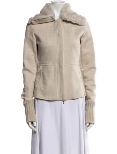 Pre-owned Max Mara Wool Biker Jacket In Neutral