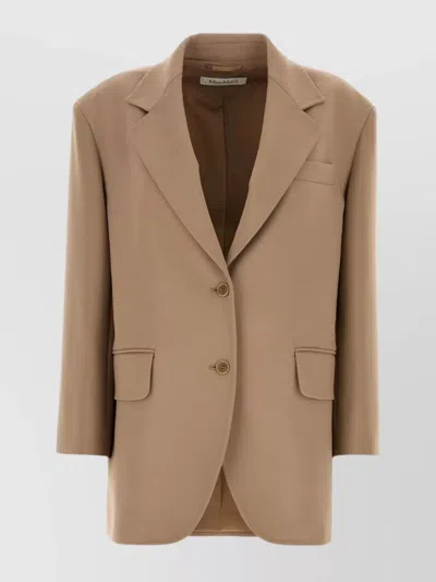 Max Mara Wool Blazer Stretch Longline Silhouette Loose Fit In Blu Marino