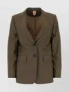Max Mara Wool Blend Apice Blazer With Front Pockets In Green