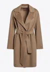 Max Mara Wool-blend Belted Coat In Brown