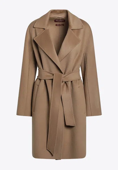 Max Mara Wool-blend Belted Coat In Brown