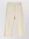 Max Mara Wool Tailored Shorts Pleats Buttoned Back Pockets In White