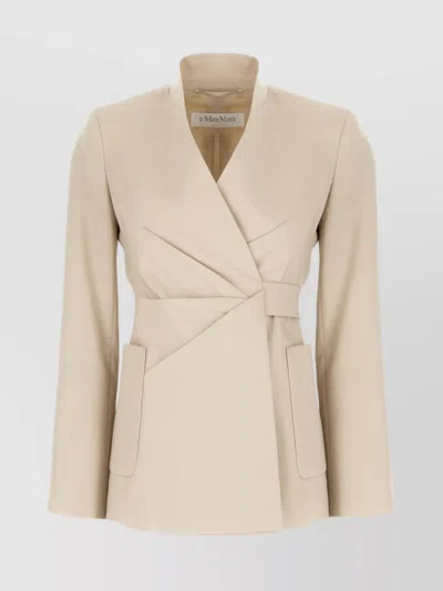 Max Mara Wool Blend Blazer Back Vent In Gold