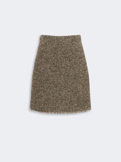 Max Mara Wool Blend Bouclé Short Skirt In Brown