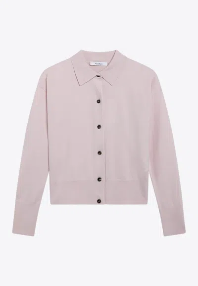 Max Mara Wool-blend Buttoned Cardigan In Pink