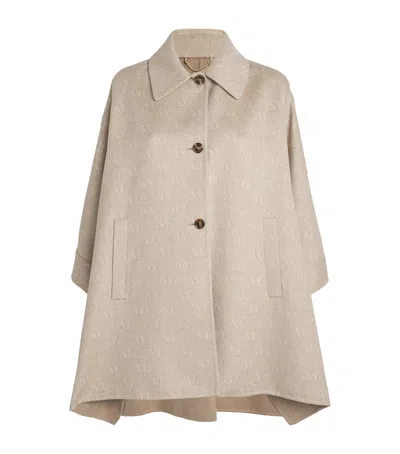 Max Mara Wool-blend Cape Coat In Albino