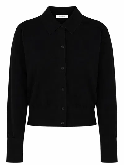 Max Mara Wool Blend Cardigan In Black