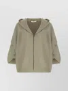 Max Mara Wool Blend Cardigan With Buttoned Hood In Green