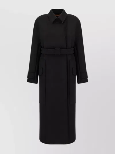 MAX MARA WOOL BLEND COAT WITH BELT AND SLIT