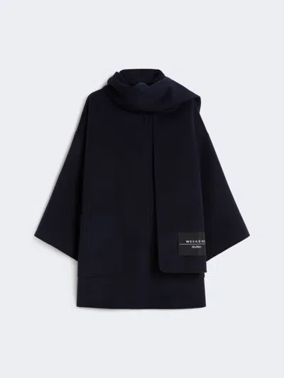 Max Mara Wool-blend Coat With Scarf In Blue