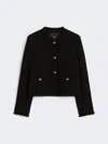 Max Mara Wool-blend Crew-neck Jacket In Black