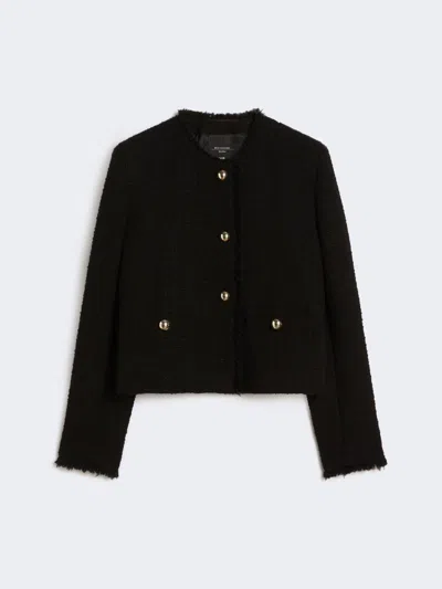 Max Mara Wool-blend Crew-neck Jacket In Black