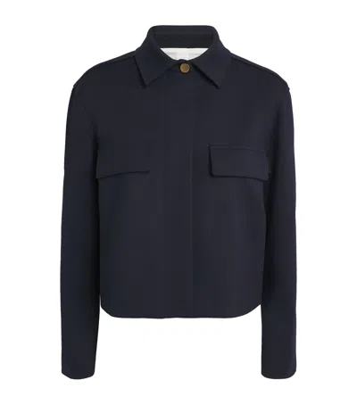 Max Mara Wool-blend Cropped Jacket In Blue